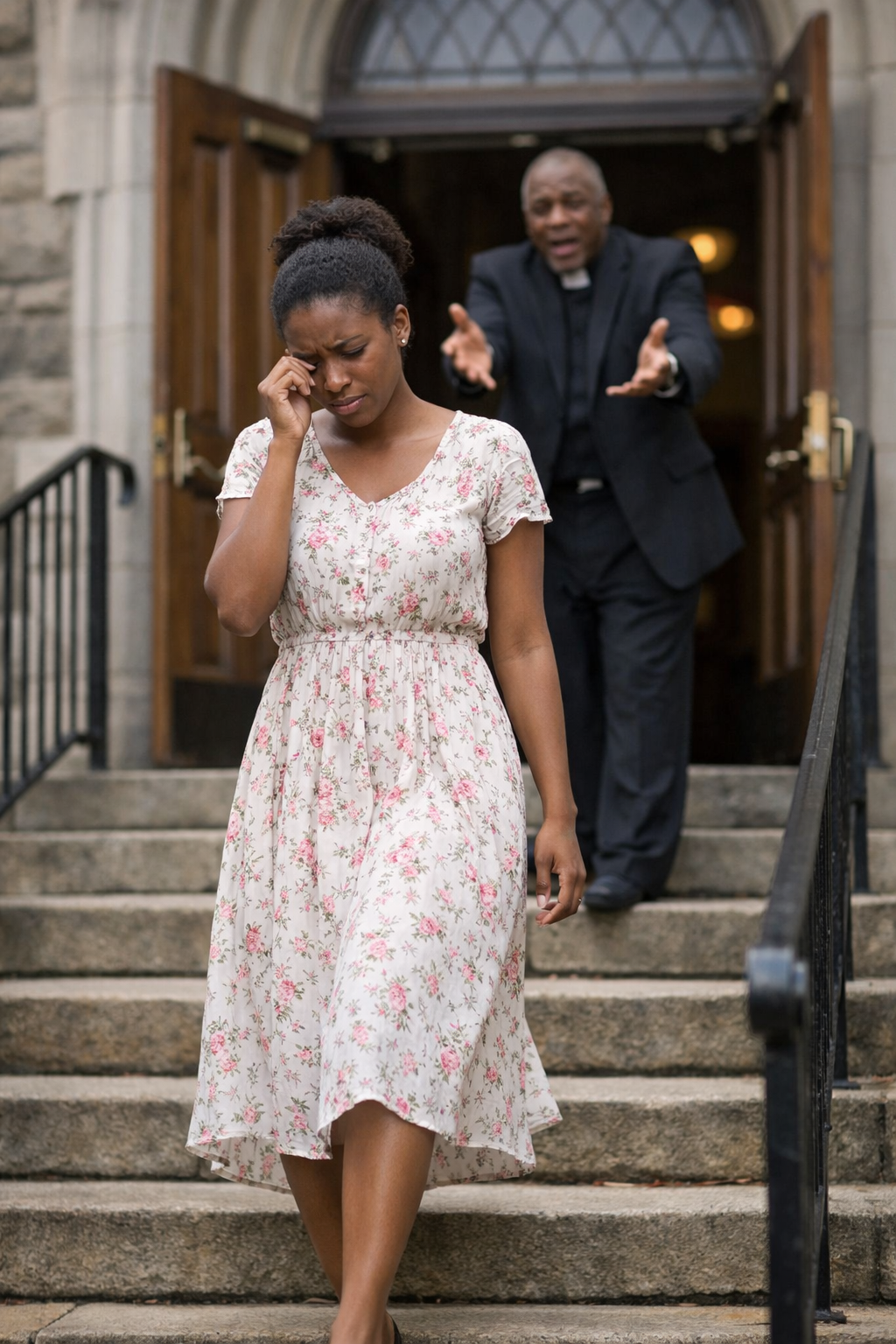 woman leaving her church woman leaving her church